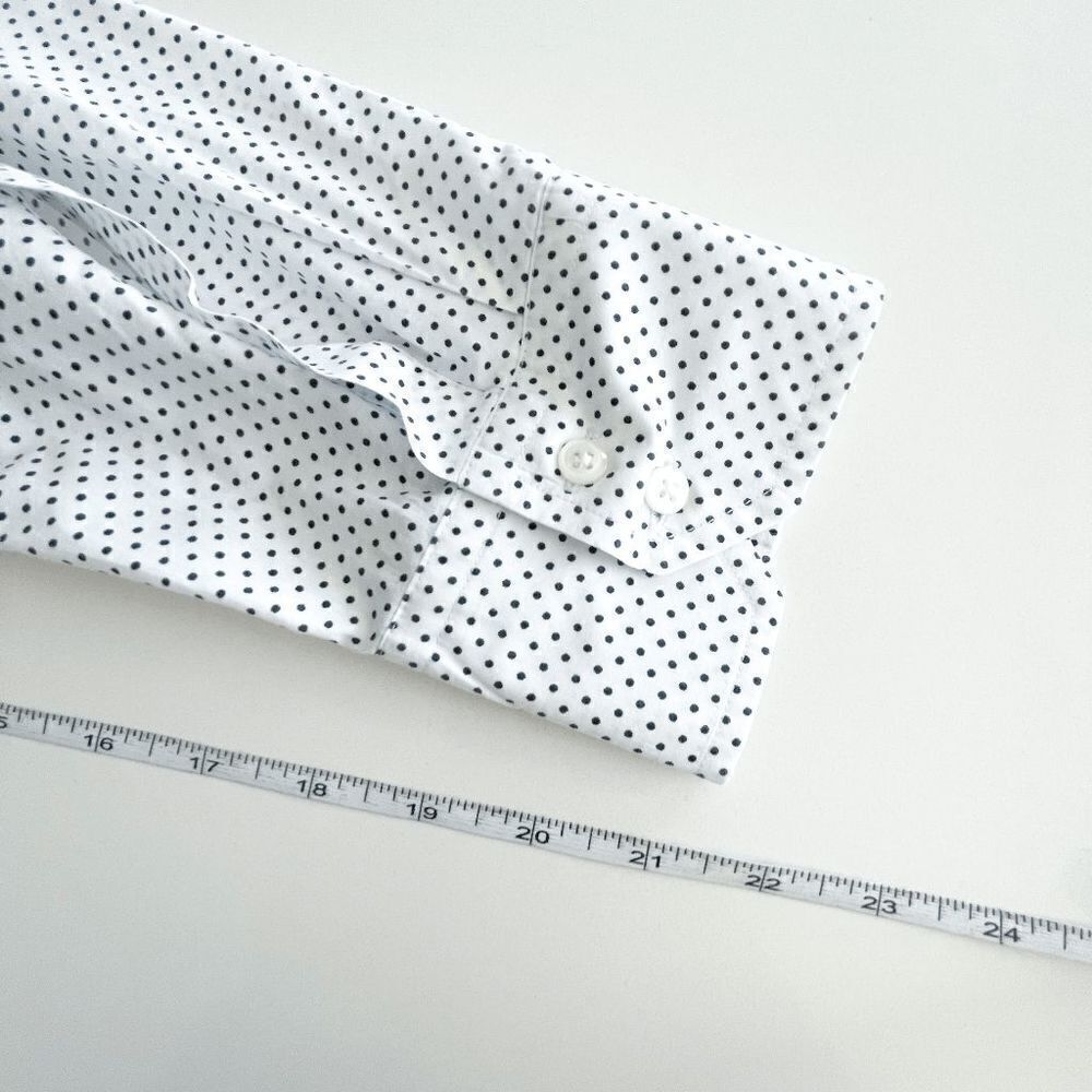 Tommy Hilfiger Mens Dress Shirt Long Sleeve Button Down Polka White Black XL - Picture 7 of 8